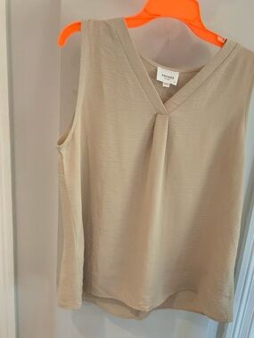 Andree by unit  V-Neck Blouse in Beige size large sku 3039